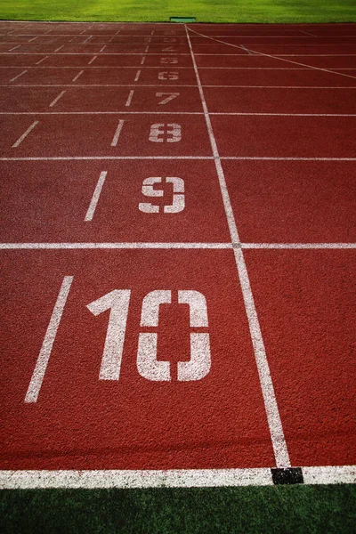 Painted numbers on running track