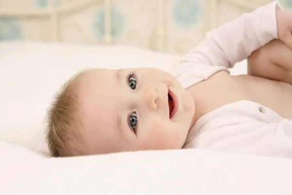 Baby Boy Lying Bed — Stock Photo, Image