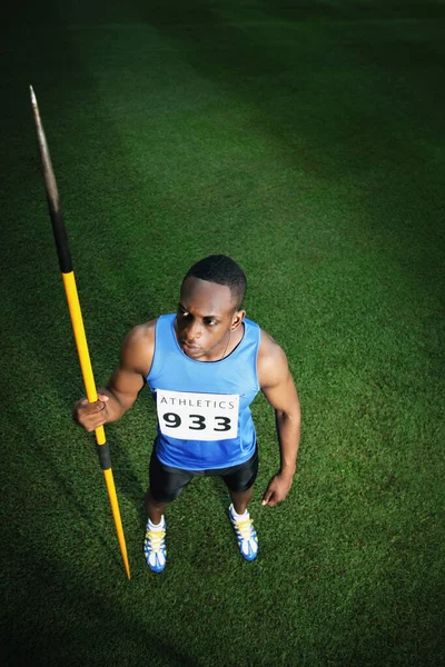 Atleta Masculino Sosteniendo Jabalina — Foto de Stock