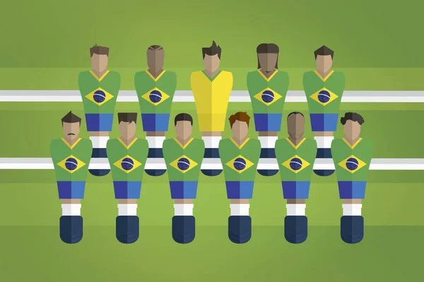 Figurine Del Biliardino Rappresentano Squadra Calcio Brasiliana Illustrazione Vettoriale — Vettoriale Stock