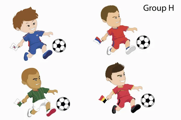 Cartoon Ποδοσφαιρική Ομάδα Διανυσματική Απεικόνιση — Διανυσματικό Αρχείο