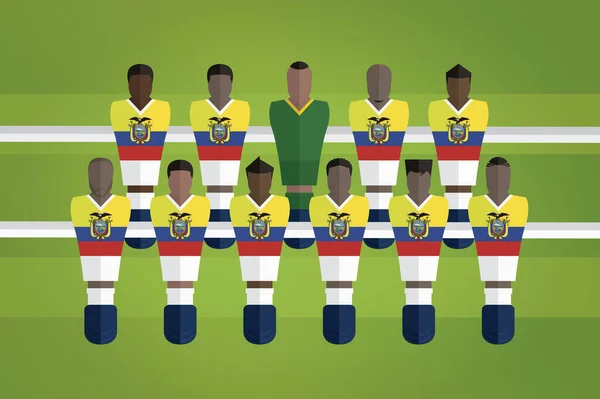 Foosbalové Figurky Reprezentují Ekvádorský Fotbalový Tým Vektorová Ilustrace — Stockový vektor