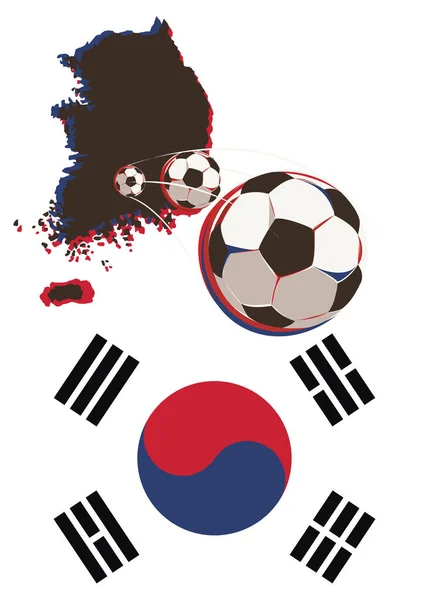 География Сборной Республики Корея Футболу Векторная Иллюстрация — стоковый вектор