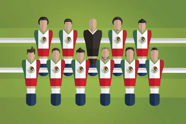 Fotbalové Figurky Reprezentují Mexický Fotbalový Tým Vektorová Ilustrace — Stockový vektor