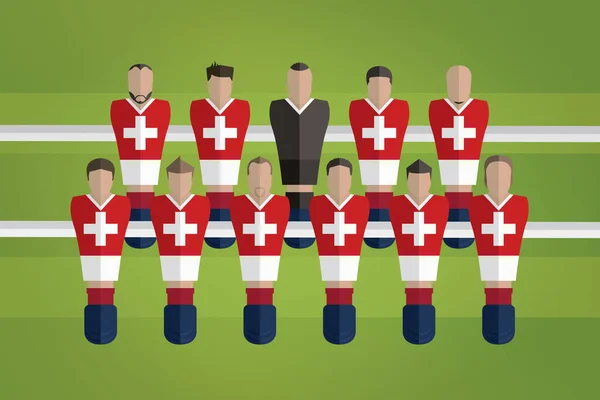 Figuras Matraquilhos Representam Equipe Futebol Suíça Ilustração Vetorial — Vetor de Stock