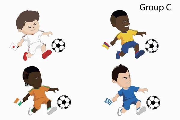 Cartoon Ποδοσφαιρική Ομάδα Διανυσματική Απεικόνιση — Διανυσματικό Αρχείο