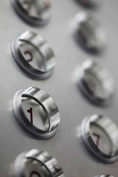 Κοντινό Πλάνο Των Κουμπιών Ώθησης Του Ανελκυστήρα — Φωτογραφία Αρχείου
