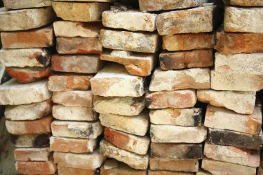 Tuğlalar yakın çekim görünümünü yığar