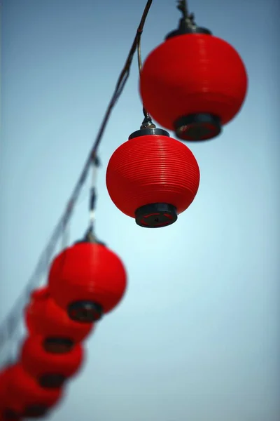 Lanternes Plastique Rouge Vue Rapprochée — Photo