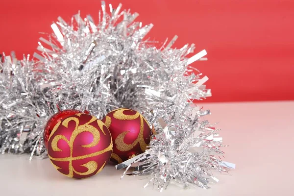 Boules Noël Tinsel Argent — Photo