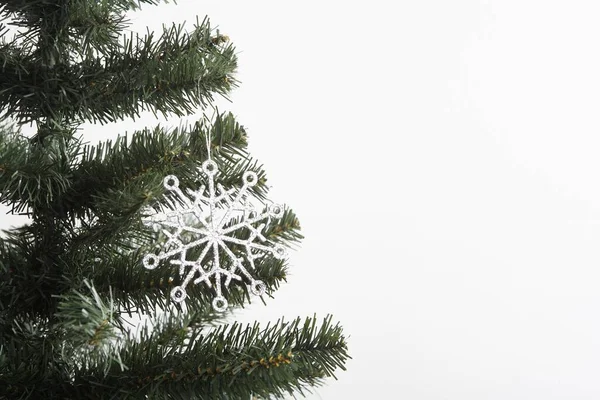 Floco Neve Decorativo Pendurado Árvore Natal — Fotografia de Stock