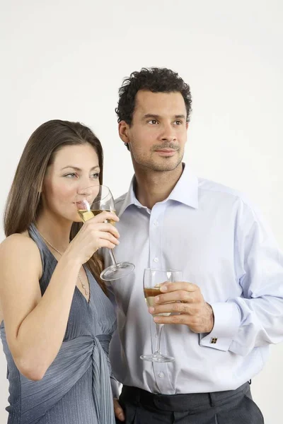 Man Woman Having Champagne — Stock Photo, Image