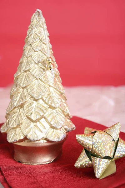 Árvore Natal Decorativa Ouro Arco Natal — Fotografia de Stock