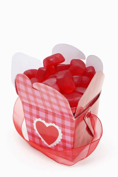 Καραμέλες Σχήμα Καρδιάς Κουτί Δώρου — Φωτογραφία Αρχείου