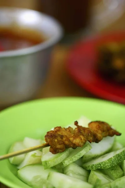 Grilled Chicken Skewer Close View — Stock Photo, Image