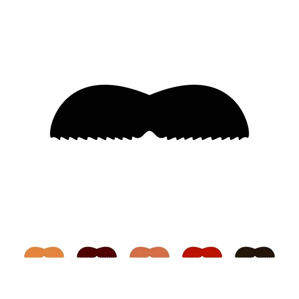 Silueta icono bigotes aislado sobre fondo blanco. Hombres de diferentes colores bigote cabello. Ilustración vectorial — Archivo Imágenes Vectoriales