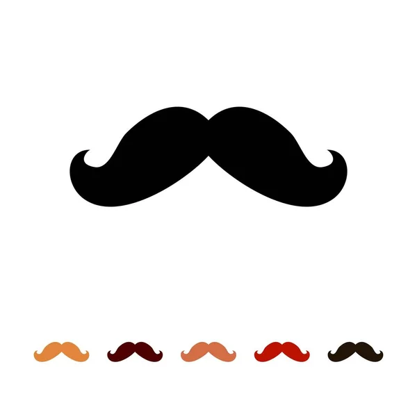 Sílhueta de ícone de bigodes isolada em fundo branco. Mens cores diferentes bigode cabelo. Ilustração vetorial — Vetor de Stock