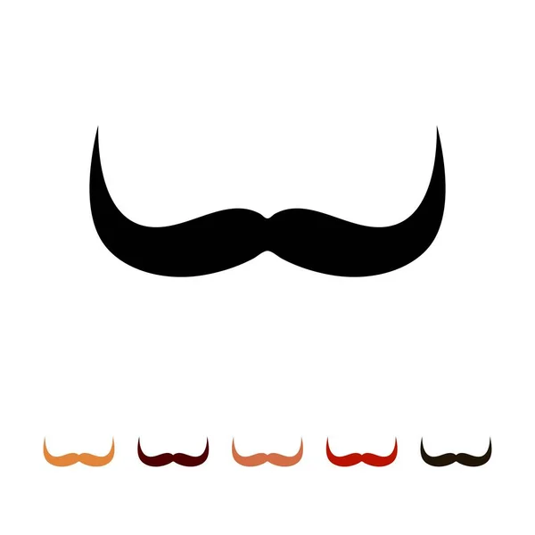 Mustaches icon silhouette isolated on white background. Mens different colors mustache hair. Vector illustration — Stock Vector