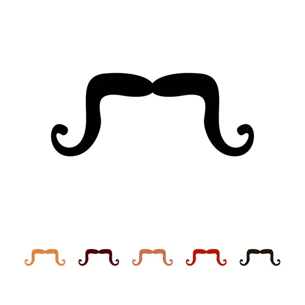 Silueta icono bigotes aislado sobre fondo blanco. Hombres de diferentes colores bigote cabello. Ilustración vectorial — Vector de stock