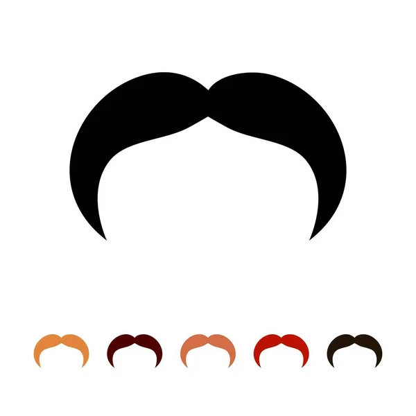 Knírky ikona silueta izolované na bílém pozadí. Pánské různé barvy knírů vlasy. Vektorová ilustrace — Stockový vektor