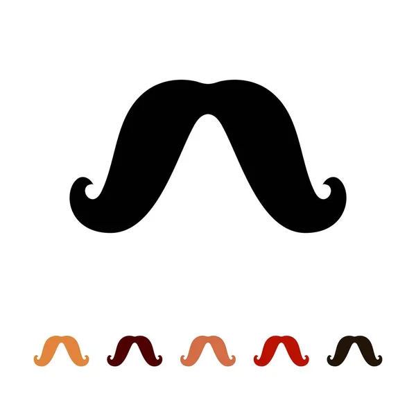 在白色背景下孤立的Mustaches图标轮廓。不同颜色的胡子毛。矢量说明 — 图库矢量图片