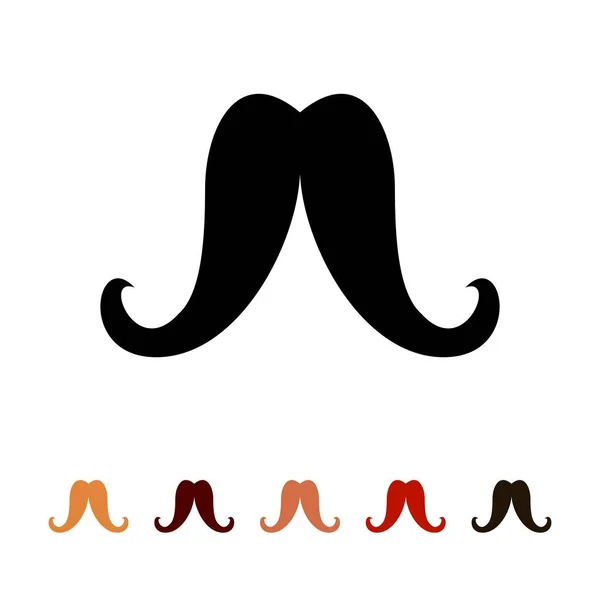 Silueta icono bigotes aislado sobre fondo blanco. Hombres de diferentes colores bigote cabello. Ilustración vectorial — Vector de stock