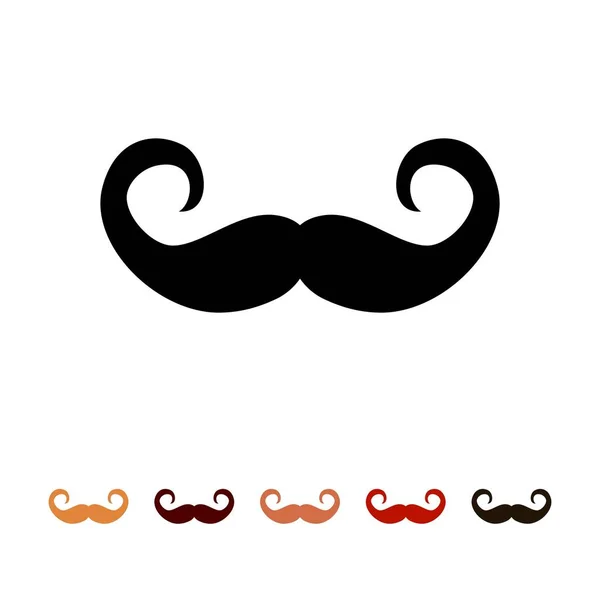 Mustascher ikon siluett isolerad på vit bakgrund. Män olika färger mustasch hår. Vektorillustration — Stock vektor