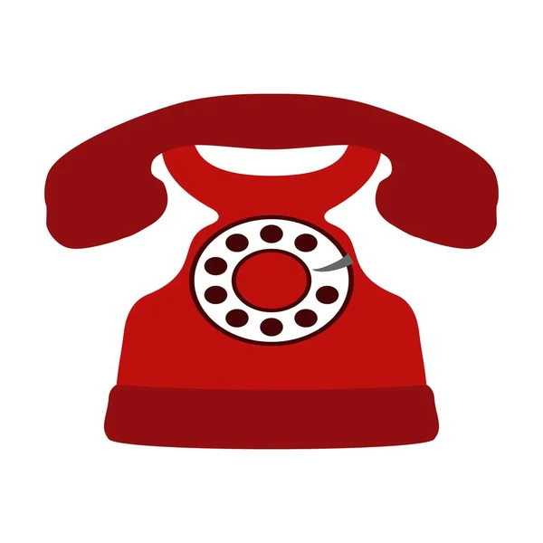 Ícone de telefone vermelho retro isolado no fundo branco, telefone rotativo vintage. Ilustração vetorial — Vetor de Stock
