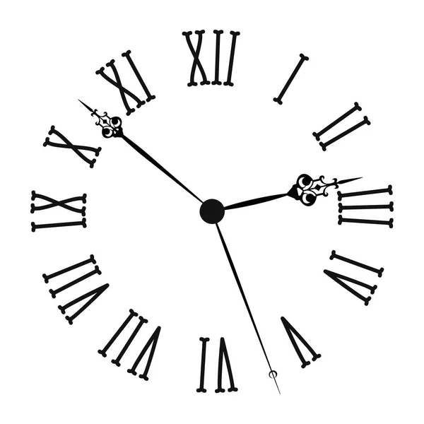 Vintage ρολόι με λατινικούς αριθμούς Παλιά μόδα που απομονώνονται σε λευκό φόντο. Εικονογράφηση διανύσματος — Διανυσματικό Αρχείο