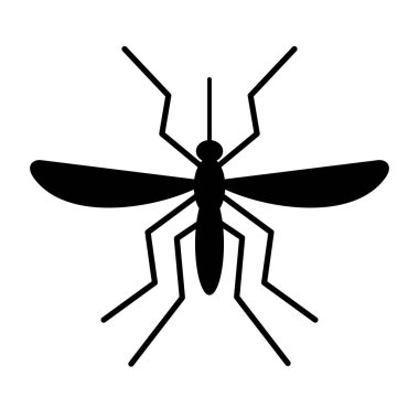 Sivrisinek silueti simgesi beyaz arkaplanda izole edildi. Vektör illüstrasyonu
