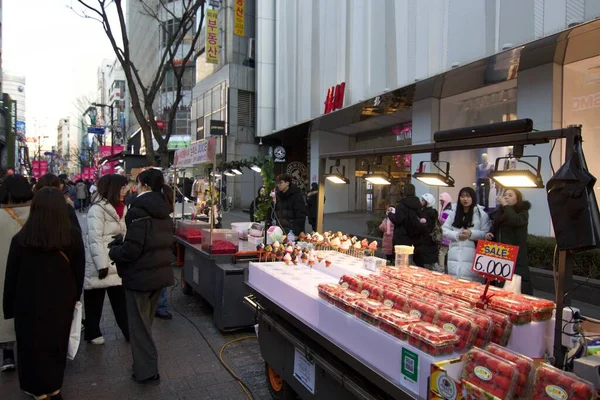 Seoul Südkorea Februar 2019 Stadtbild Der Lokalen Marktstraße Mit Vielen — Stockfoto