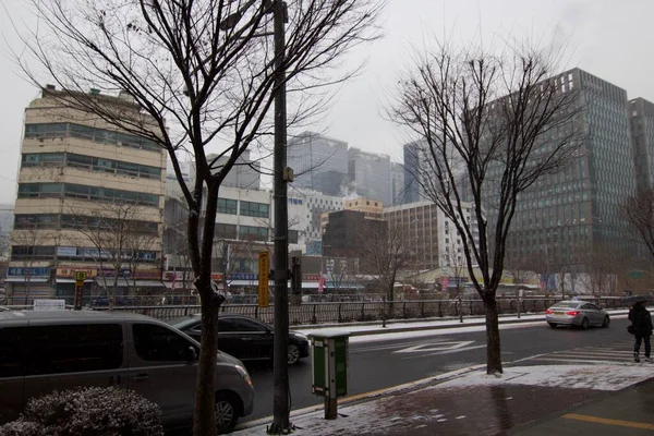 韩国江原道 2019年2月15日 市中心城市景观与建筑物 — 图库照片