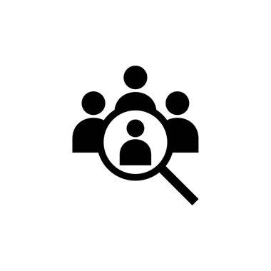 Beyaz arkaplanda izole edilmiş simge işe alınıyor. İnsan kaynakları konsepti. Adam alımı. Arama işi boşluk simgesi. İşe al. İnsanları bul.