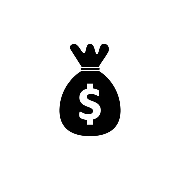 Εικονίδιο Τσάντα Χρήματα Απομονώνονται Λευκό Φόντο Διανυσματική Τσάντα Χρημάτων Ico — Διανυσματικό Αρχείο