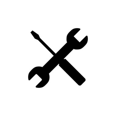 Beyaz arkaplanda onarım simgesi izole edildi. İngiliz anahtarı ve tornavida simgesi. Ayarlar vektör simgesi. Bakım. Araçlar