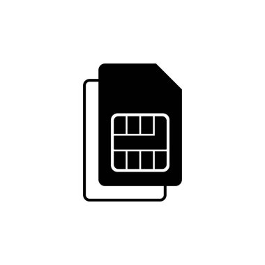 Çift Sim kart simgesi vektörü beyaz arkaplanda izole edildi. Mobil yuva simgesi. Cep telefonu sim kart çipi