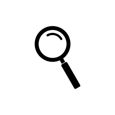 Beyaz arkaplanda arama simgesi izole edildi. Cam vektör simgesi. Büyüteç simgesini ara. Fin.