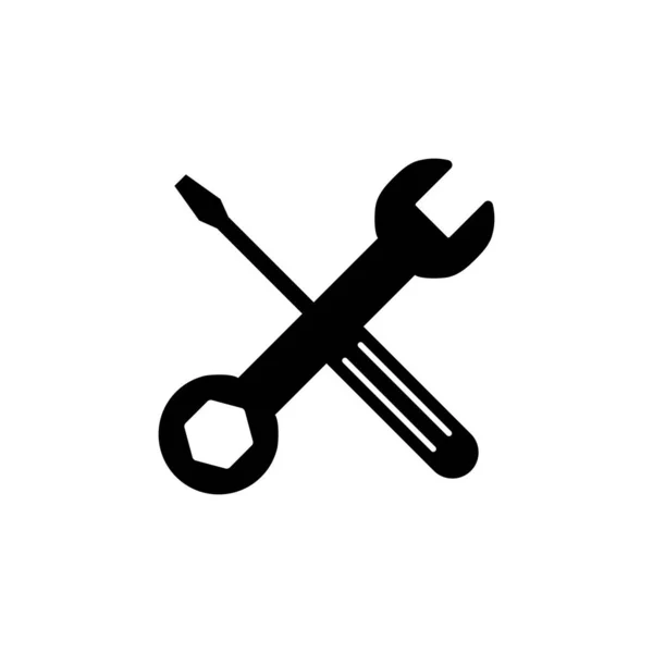 Reparatie Pictogram Geïsoleerd Witte Achtergrond Wrench Schroevendraaier Icoon Instellingen Vectoricoon — Stockvector