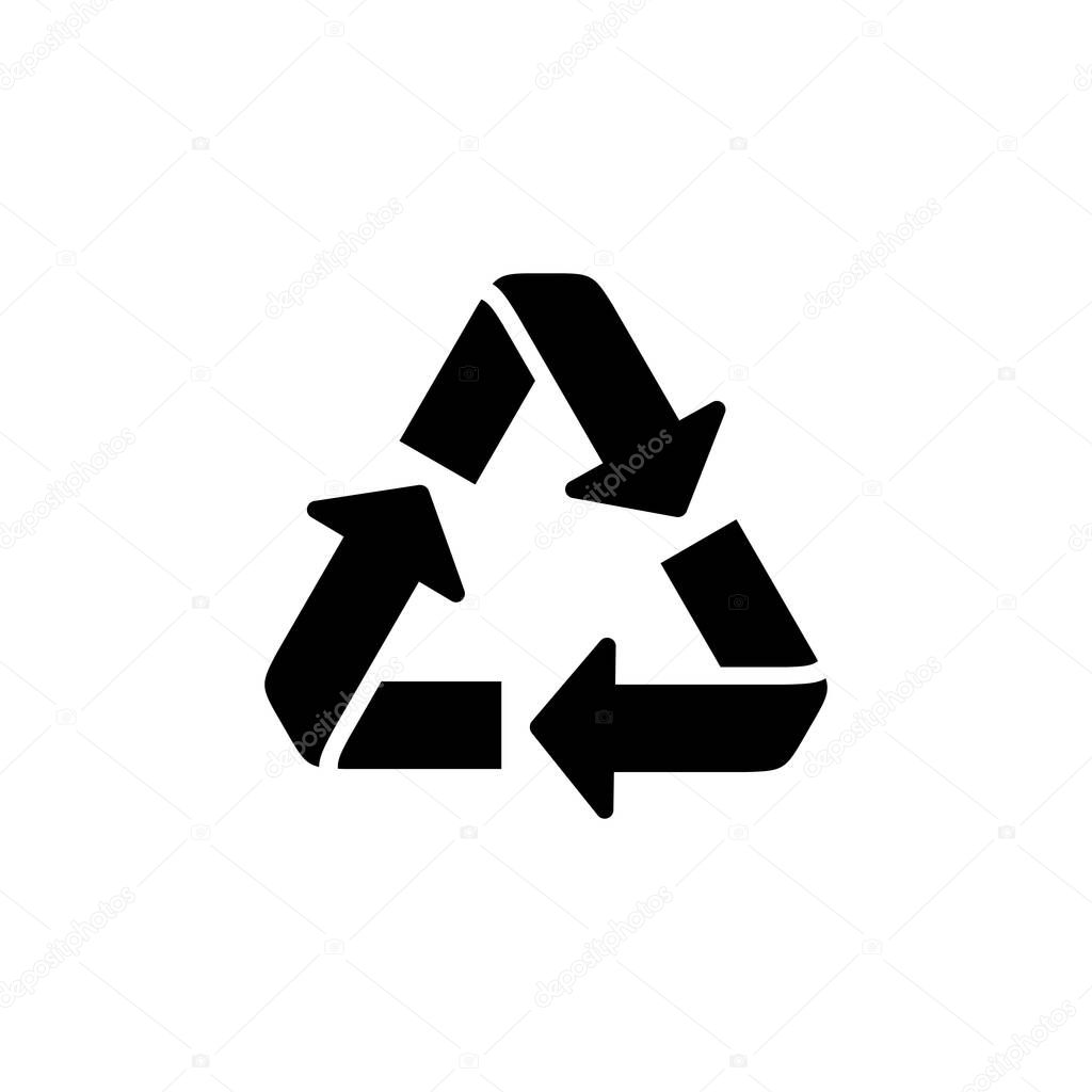 Recycle icon vector isolated on white background. Recycle and some packaging sign. environment ico