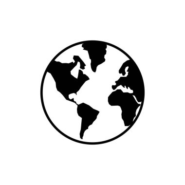 Dünya haritası simgesi beyaz arkaplanda izole edildi. Dünya simge vektosu