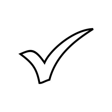 Beyaz arkaplanda izole edilmiş simgeyi kontrol et. İşaret simgesini işaretle. Kontrol listesi simgesi. Tik.