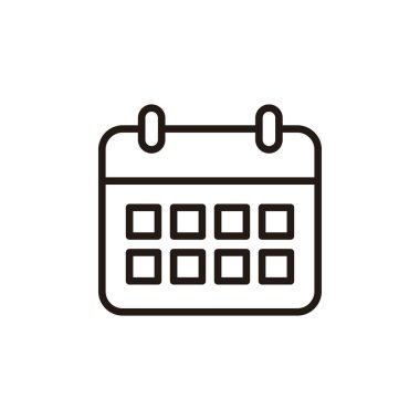 Takvim simgesi beyaz arkaplanda izole edildi. Takvim sembolü. Takvim vektör simgesi. Son teslim tarihi. Randevu. Tim.