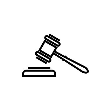 Gavel simgesi beyaz arkaplanda izole edildi. Çekiç simgesi vektörü. Yargıç Gavel Açık Artırma Simgesi Vektörü. Bi