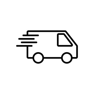 Dağıtım Simgesi beyaz arkaplanda izole edildi. Hızlı Teslimat Simgesi. Hızlı nakliye kamyonu. Kamyon simgesi teslim