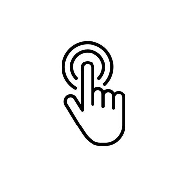 Beyaz arkaplanda el imleci simgesi izole edildi. El tıklama simgesi. Parmak işaretçisi izole edilmiş vektör