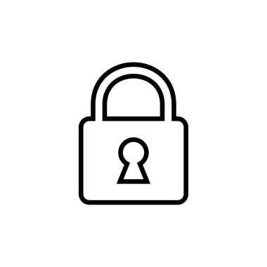 Beyaz arkaplanda kilit simgesi izole edildi. Şifreleme simgesi. Güvenlik sembolü. Güvenli. Privat