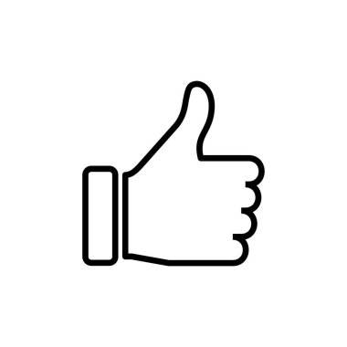 Beyaz arkaplanda izole edilmiş bir simge gibi. Başparmaklar yukarı simgesi. Sosyal medya ico