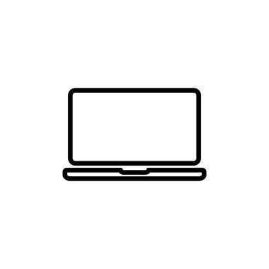 Dizüstü bilgisayar simgesi beyaz arkaplanda izole edildi. Laptop vektörü ico