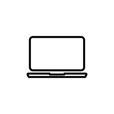 Dizüstü bilgisayar simgesi beyaz arkaplanda izole edildi. Laptop vektörü ico