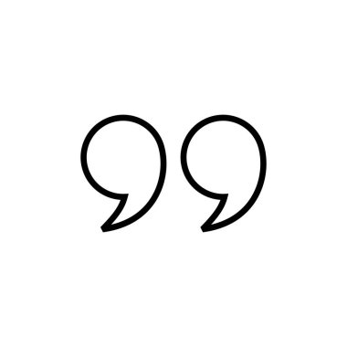 Beyaz arkaplanda aktarılan simge. Alıntı işareti simgesi. Tırnak işareti sembolü